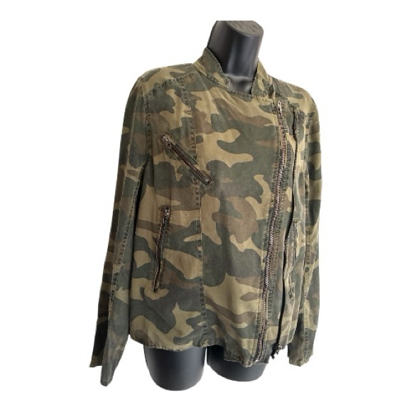 BLANKNYC On Duty Biker Motor Camo Zip-Front Utility Jacket - Olive Green Size M - Picture 3 of 8